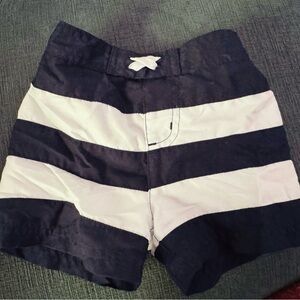 Navy and White Swim Trunks with Elastic Waistband